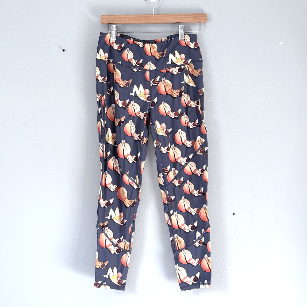 Sweaty Betty The Power 7/8 Leggings Medium Blue Orange Exercise Ball Print
